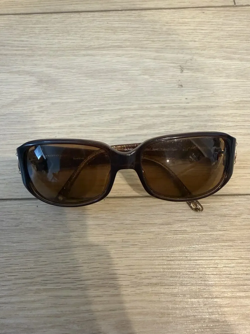 Bebe Sunglasses bb7091 TOPAZ TEMPT FATE Brown Square Frames w/ Brown Lenses